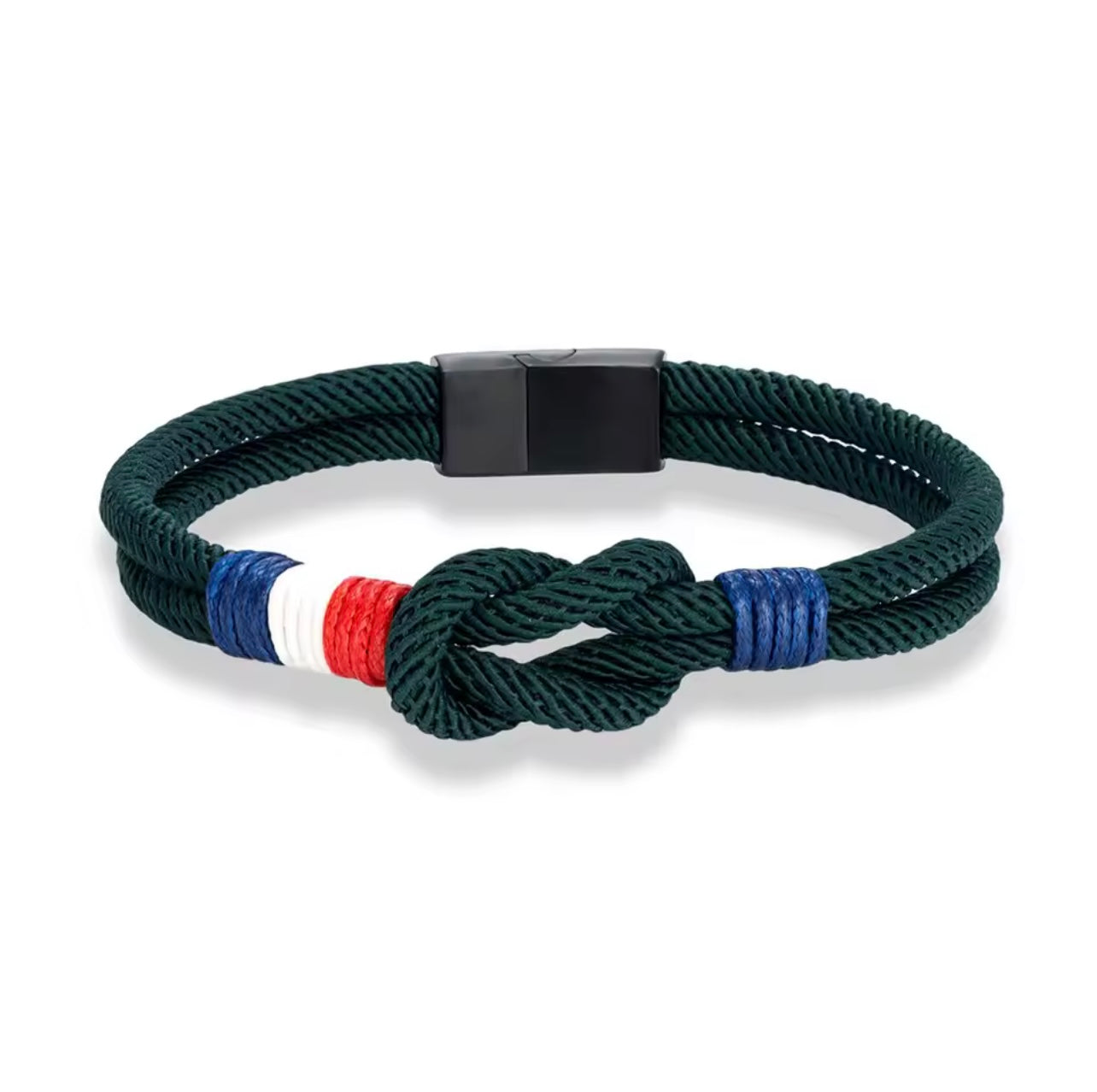 Bracelet Corde Drapeau Français vert
