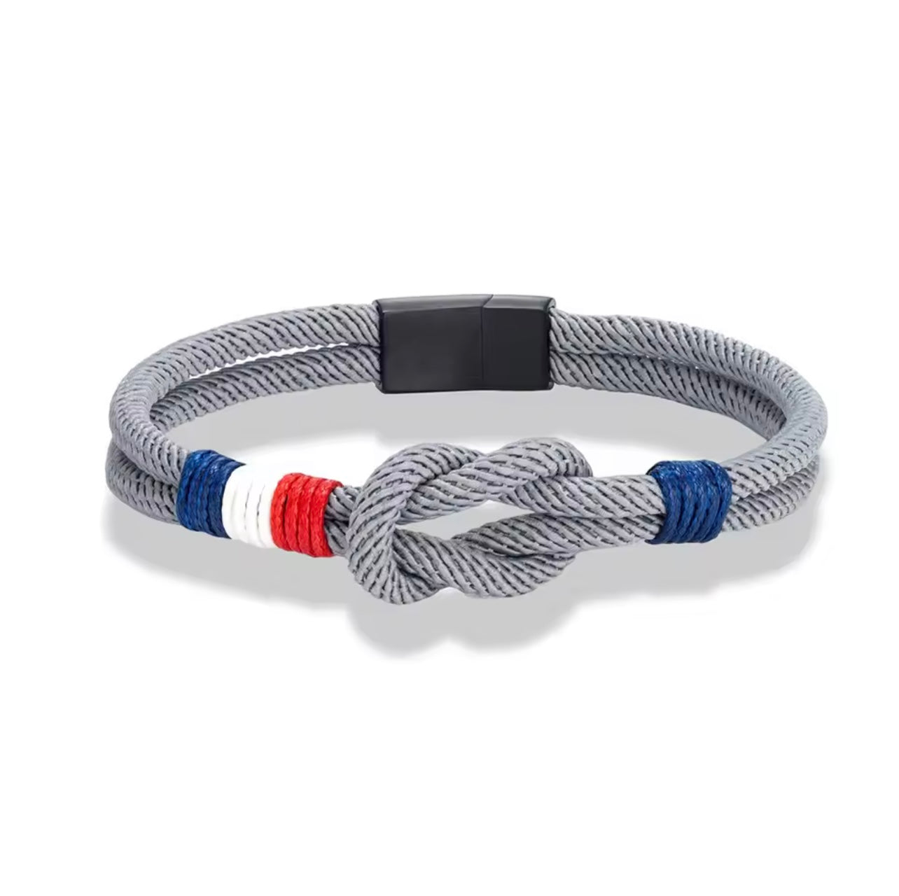 Bracelet Corde Drapeau Français Gris