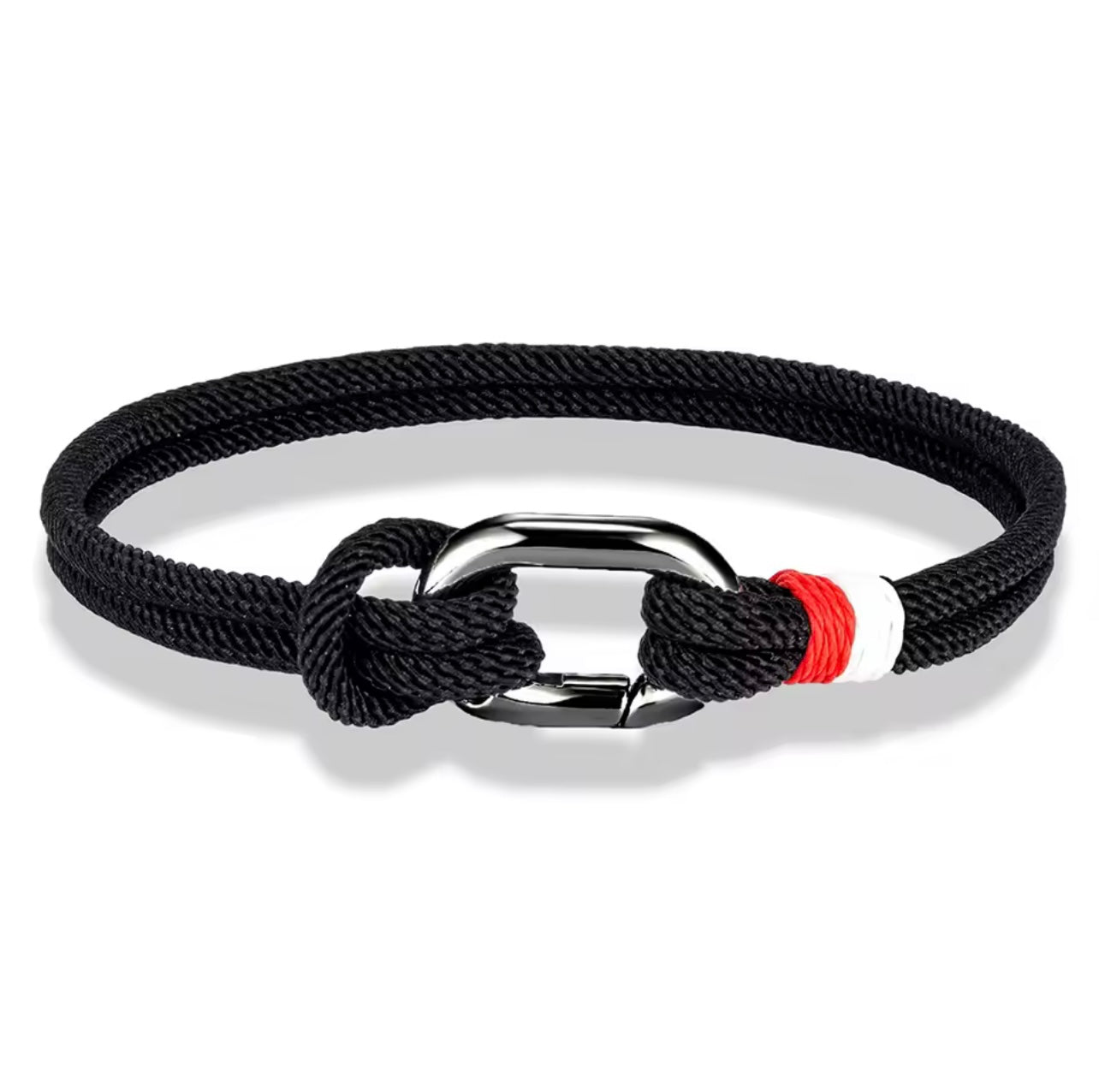 Bracelet Corde Mousqueton Noir