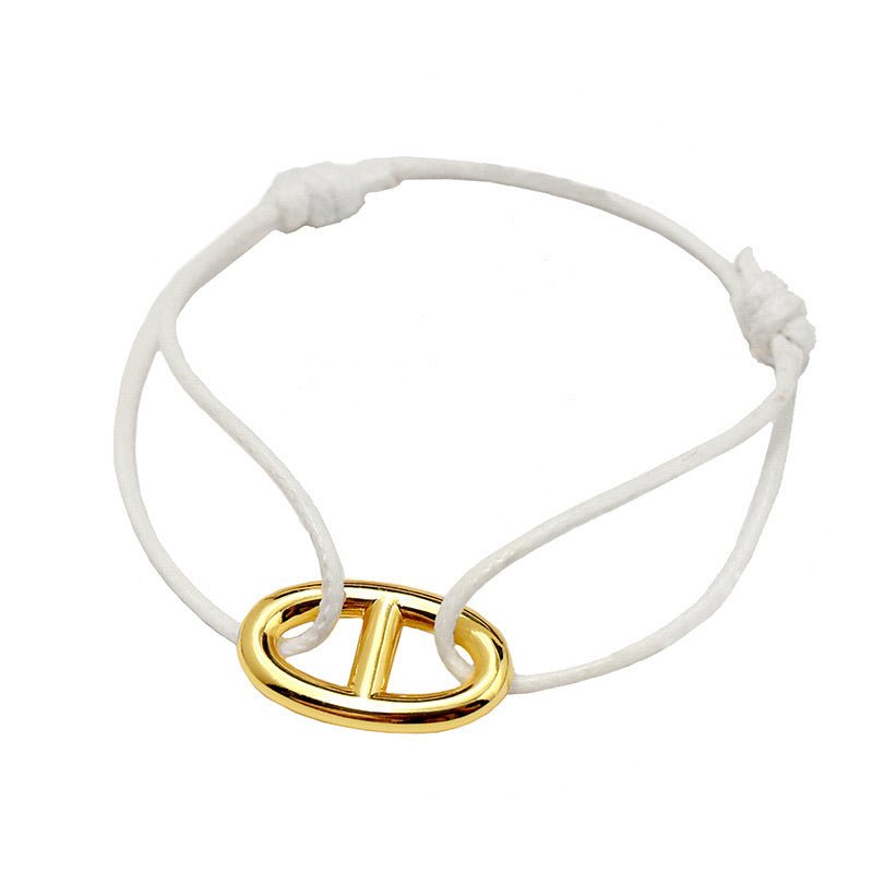 Bracelet cordon minimaliste, double D en acier inoxydable, modèle Wilna