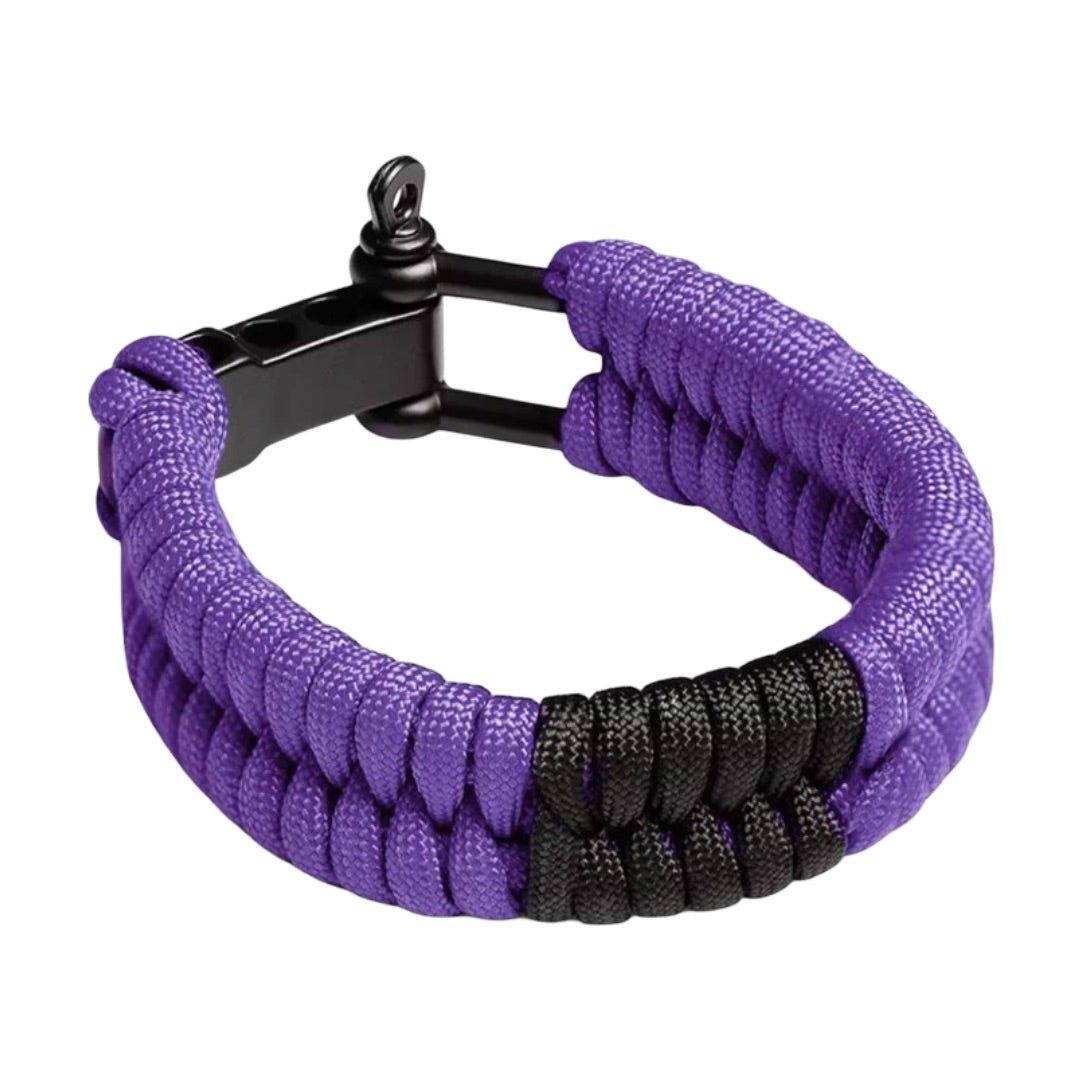 Bracelet paracorde, style survie avec mousqueton noir, bracelet aventure et randonnée, solide, modèle Liroy
