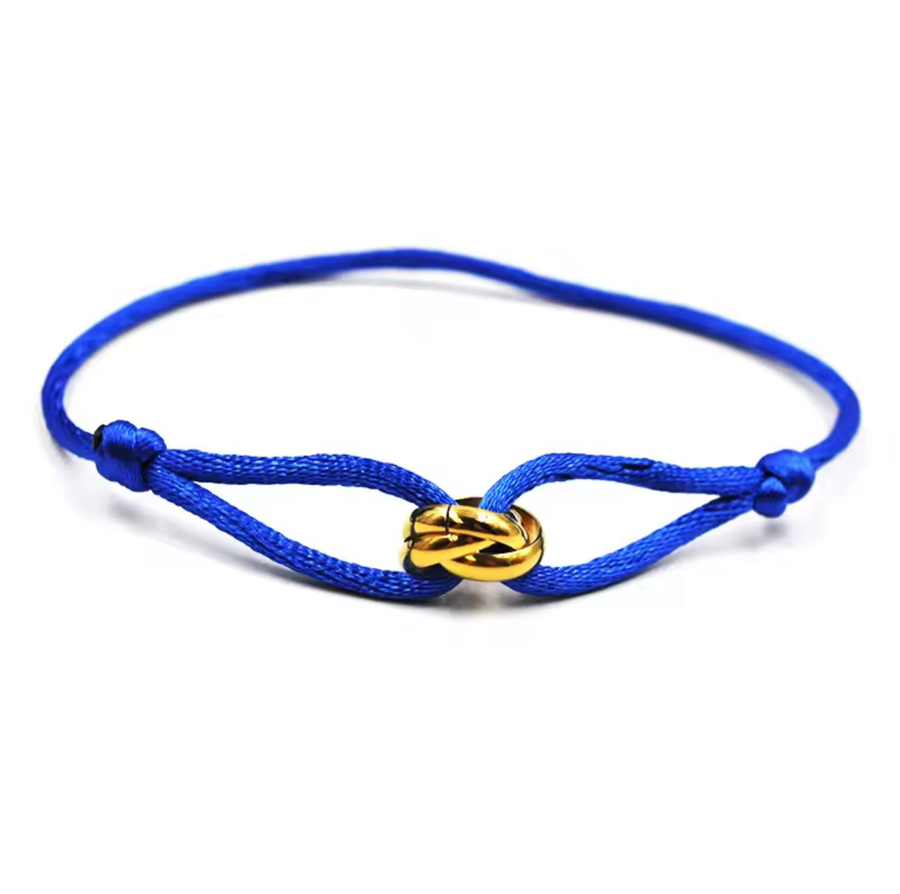BRACELET EN CORDE BLEU MARINE & NŒUD DORÉ POUR FEMME – ÉLÉGANCE INTEMPORELLE ET STYLE MARIN