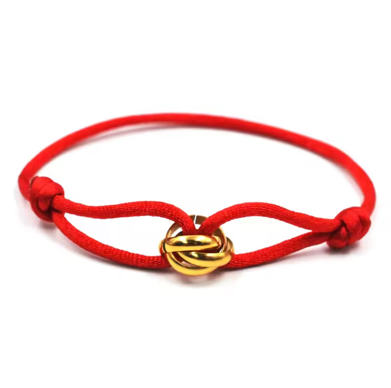 Bracelet en corde rouge & nœud doré – Élégance minimaliste et chic