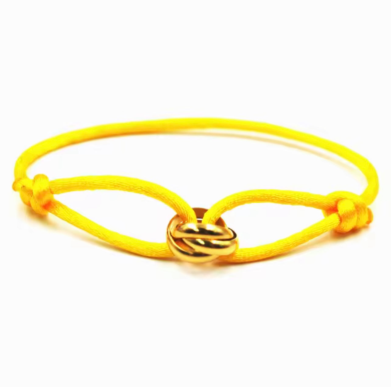 BRACELET EN CORDE JAUNE & NŒUD DORÉ POUR FEMME – LUMIÈRE, ÉNERGIE ET ÉLÉGANCE