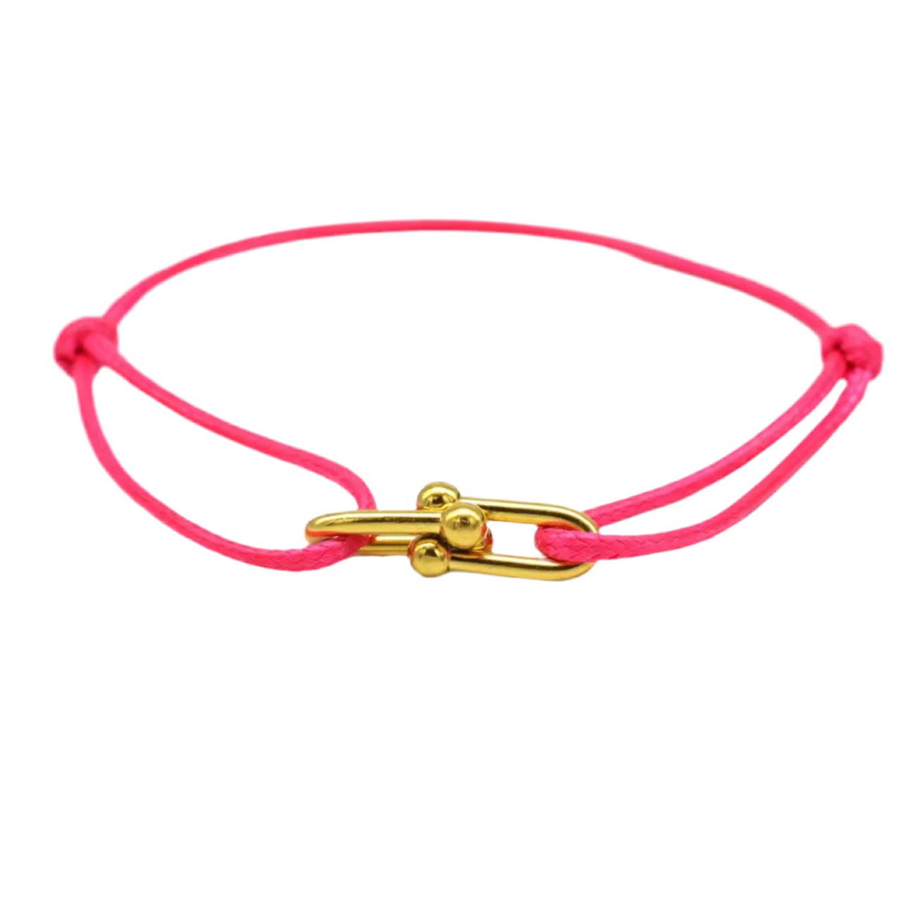 Bracelet en corde rose fuchsia & fermoir doré – Élégance féminine et modernité