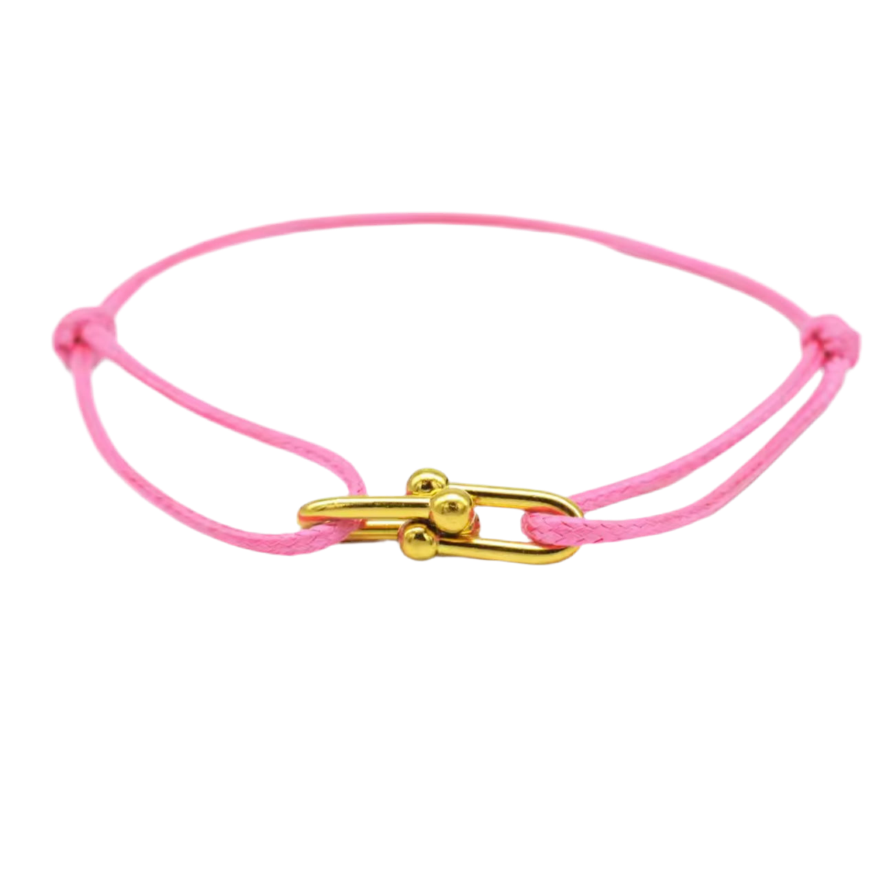 Bracelet en corde rose clair & fermoir doré – Douceur et élégance raffinée