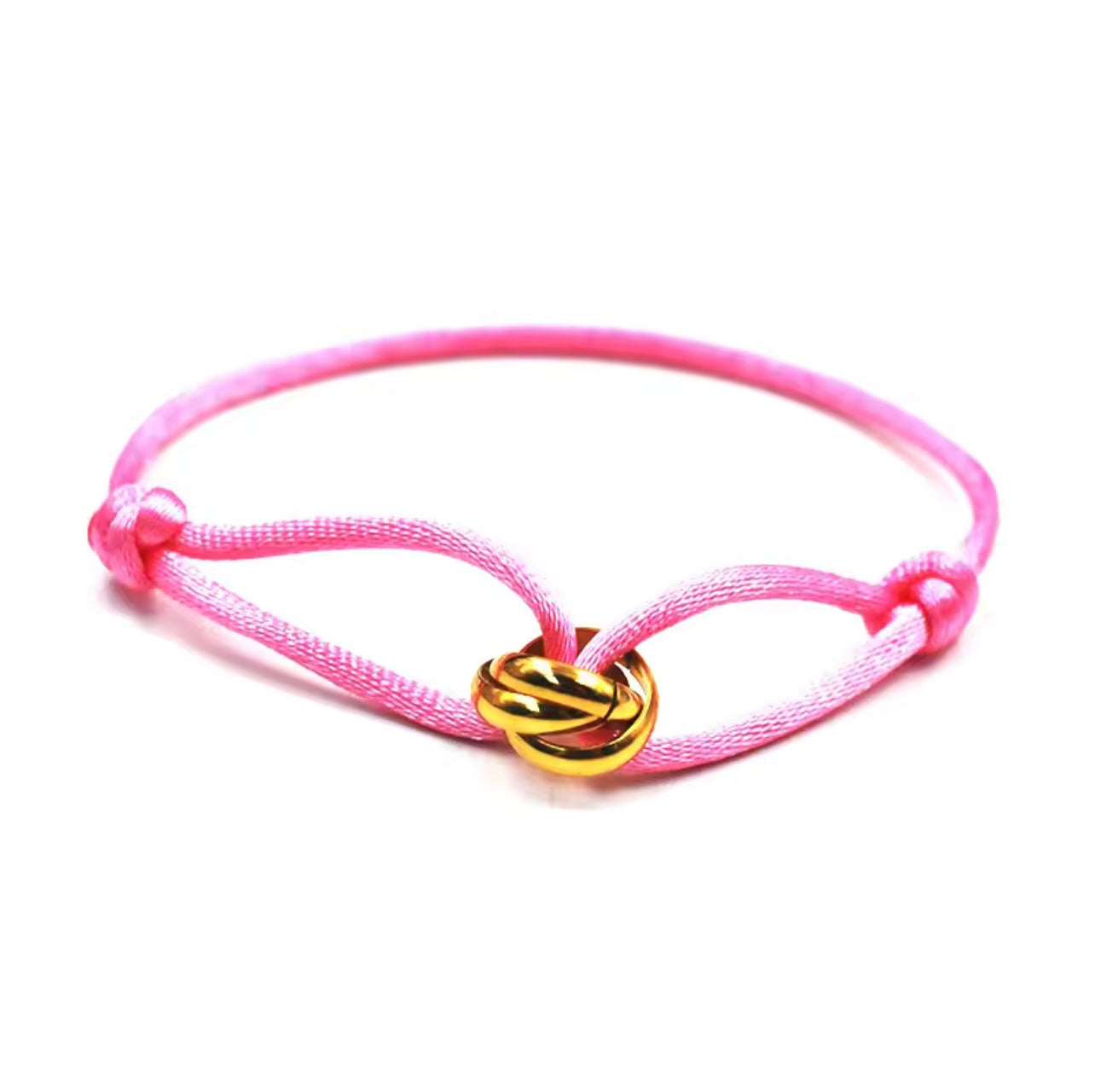 BRACELET EN CORDE ROSE & NŒUD DORÉ POUR FEMME – DOUCEUR, STYLE ET RAFFINEMENT