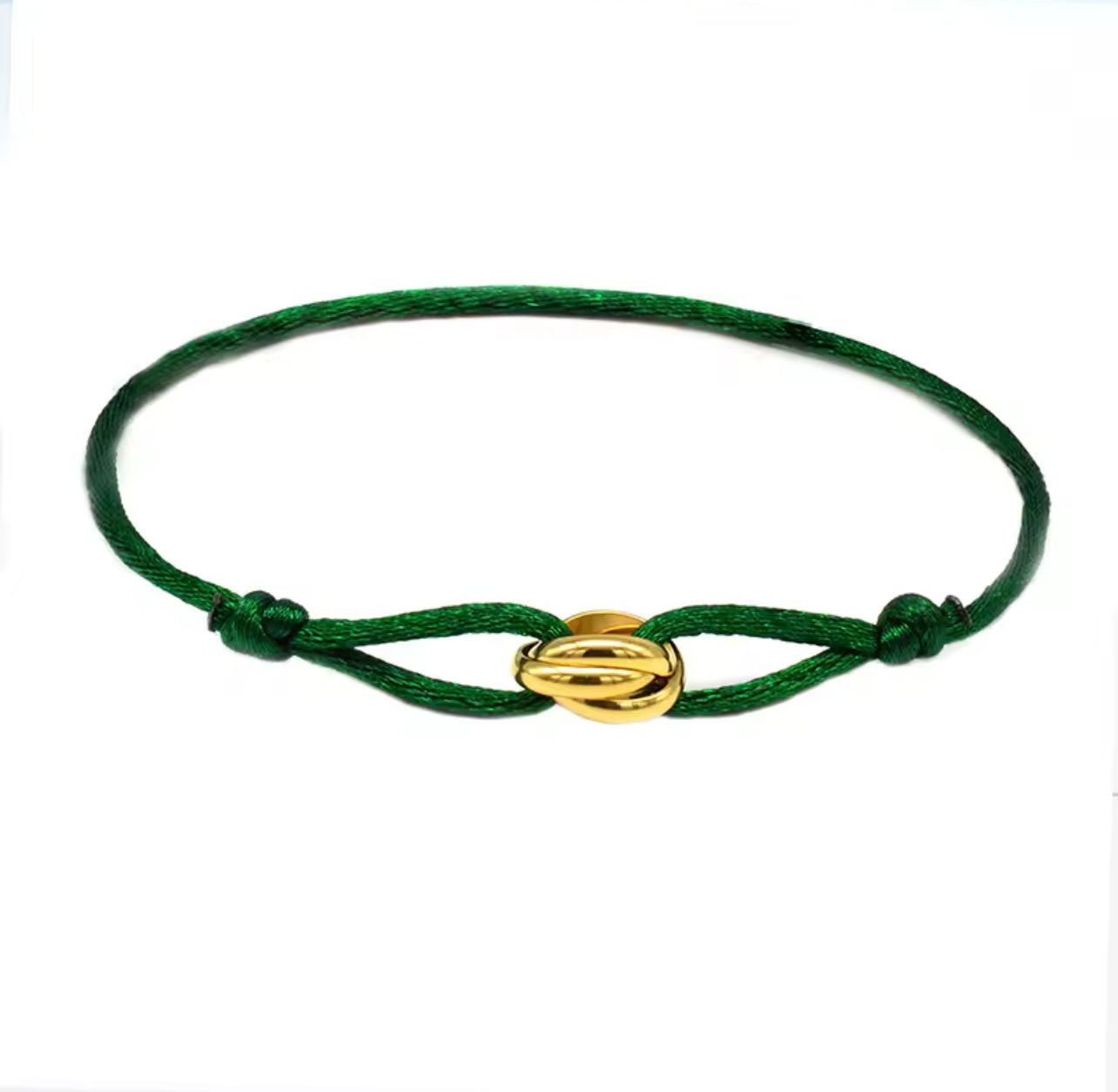 BRACELET EN CORDE VERT SOMBRE & NŒUD DORÉ POUR FEMME – ÉLÉGANCE NATURELLE ET RAFFINEMENT