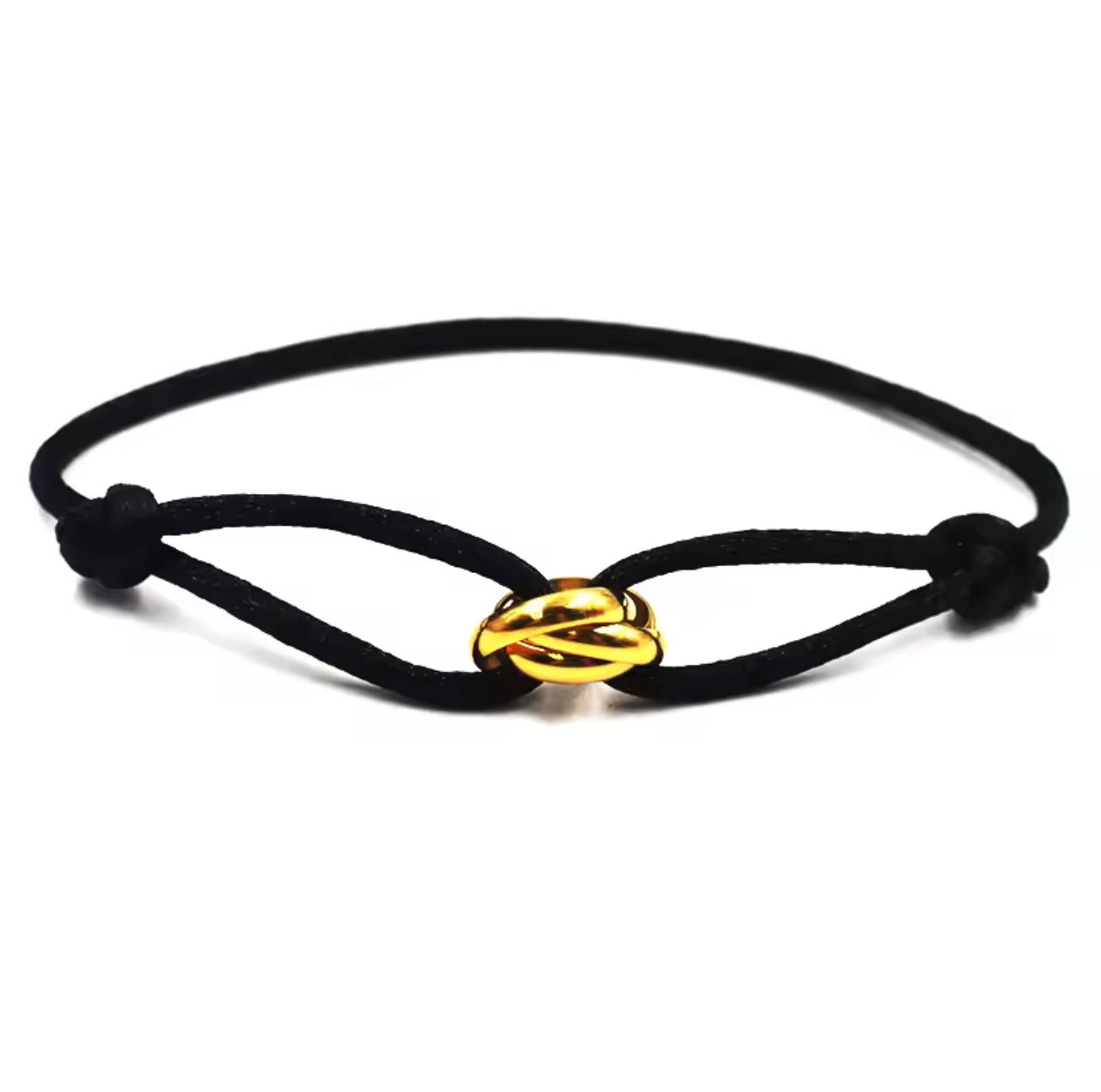 Bracelet en corde noir & nœud doré – Élégance minimaliste et chic intemporel