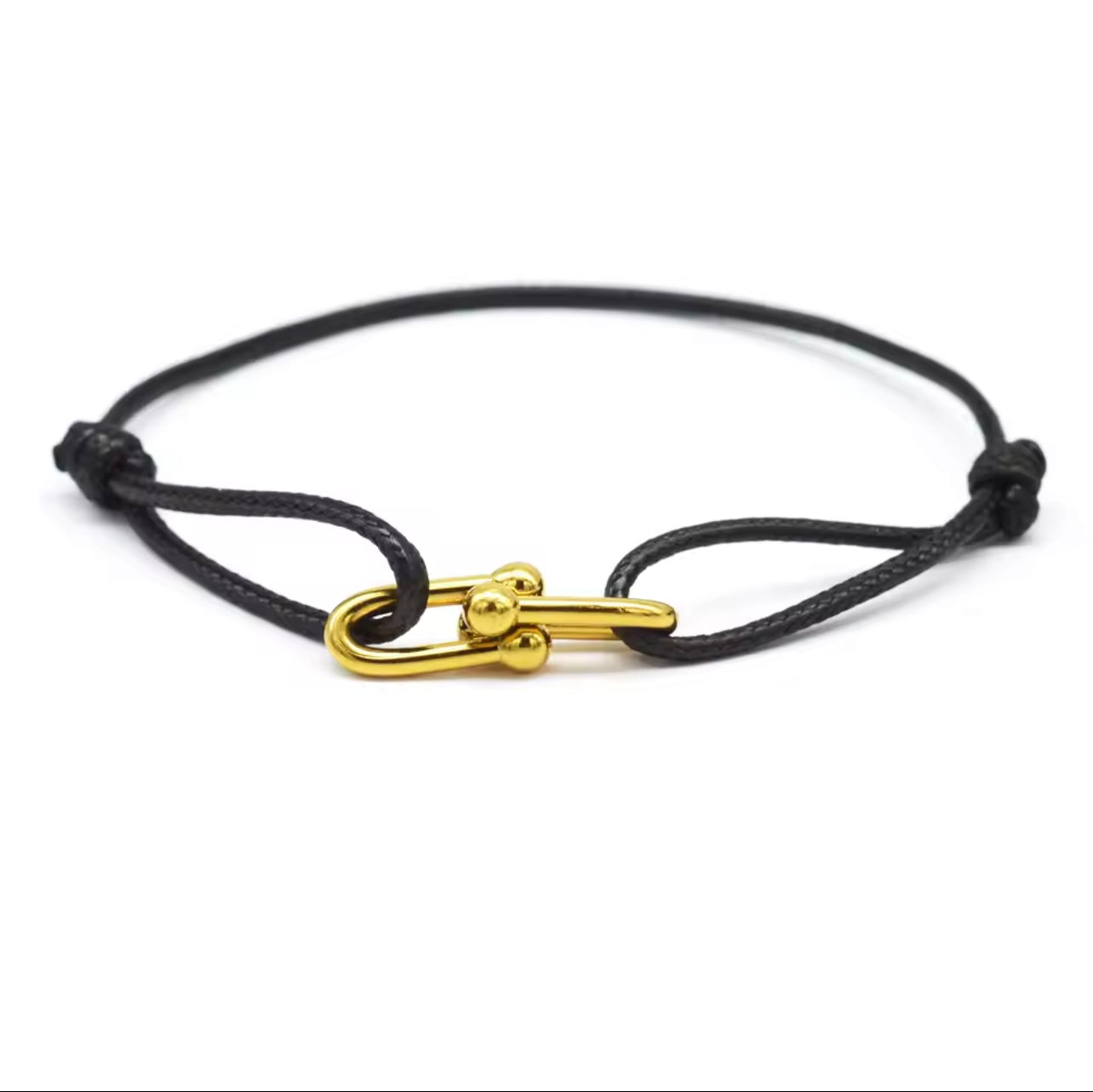 Bracelet en corde noir & fermoir doré – Élégance minimaliste et style intemporel