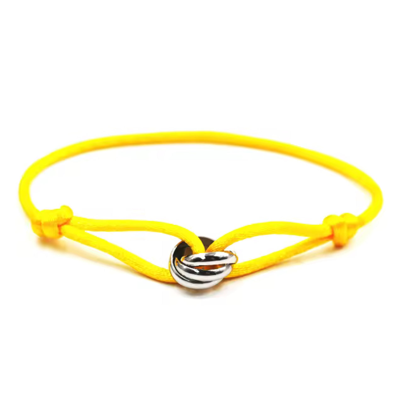 BRACELET EN CORDE JAUNE & NŒUD DORÉ POUR FEMME – LUMIÈRE, ÉNERGIE ET ÉLÉGANCE
