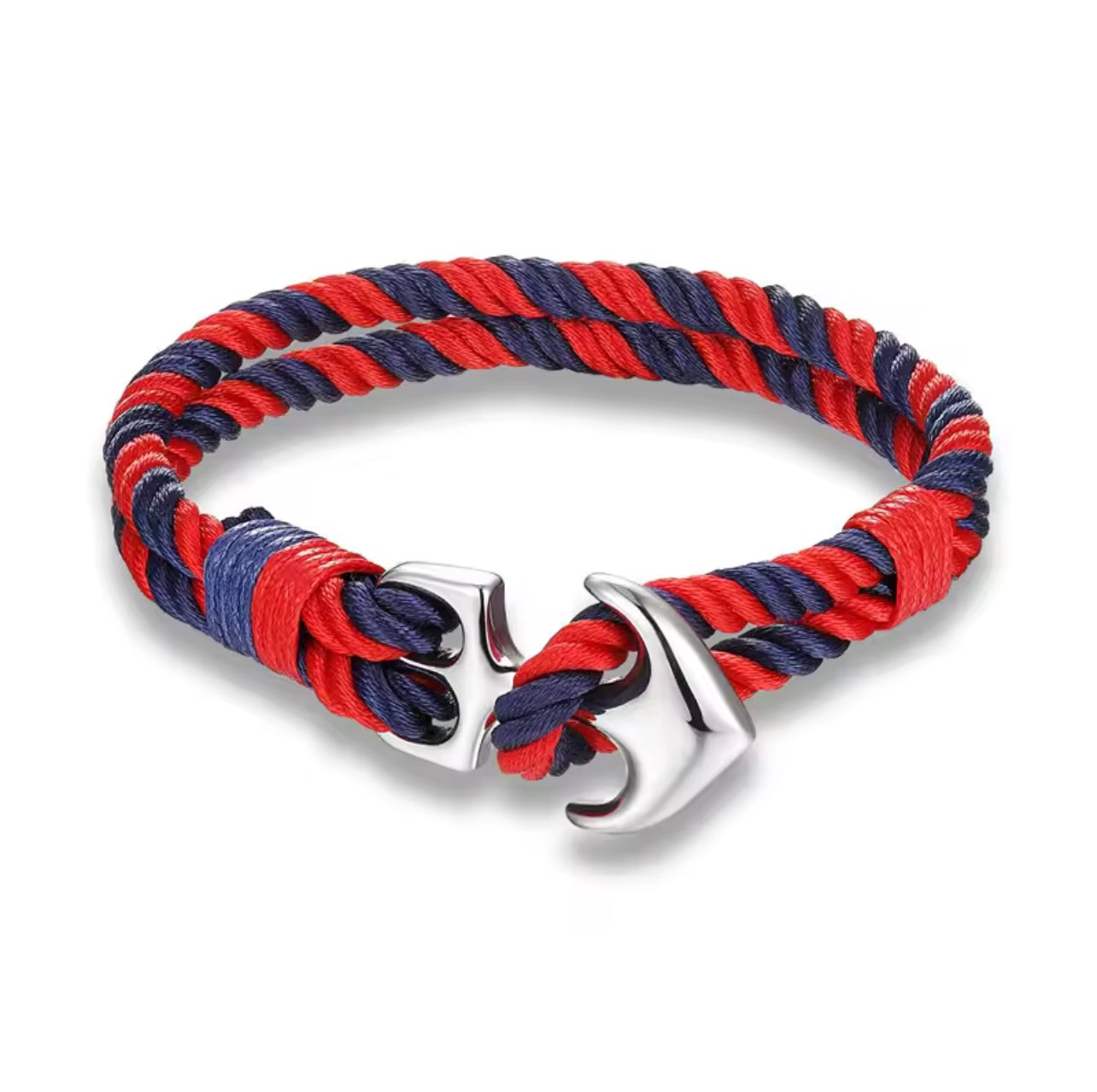 Bracelet Corde à Ancre à Rayure Bleu Rouge