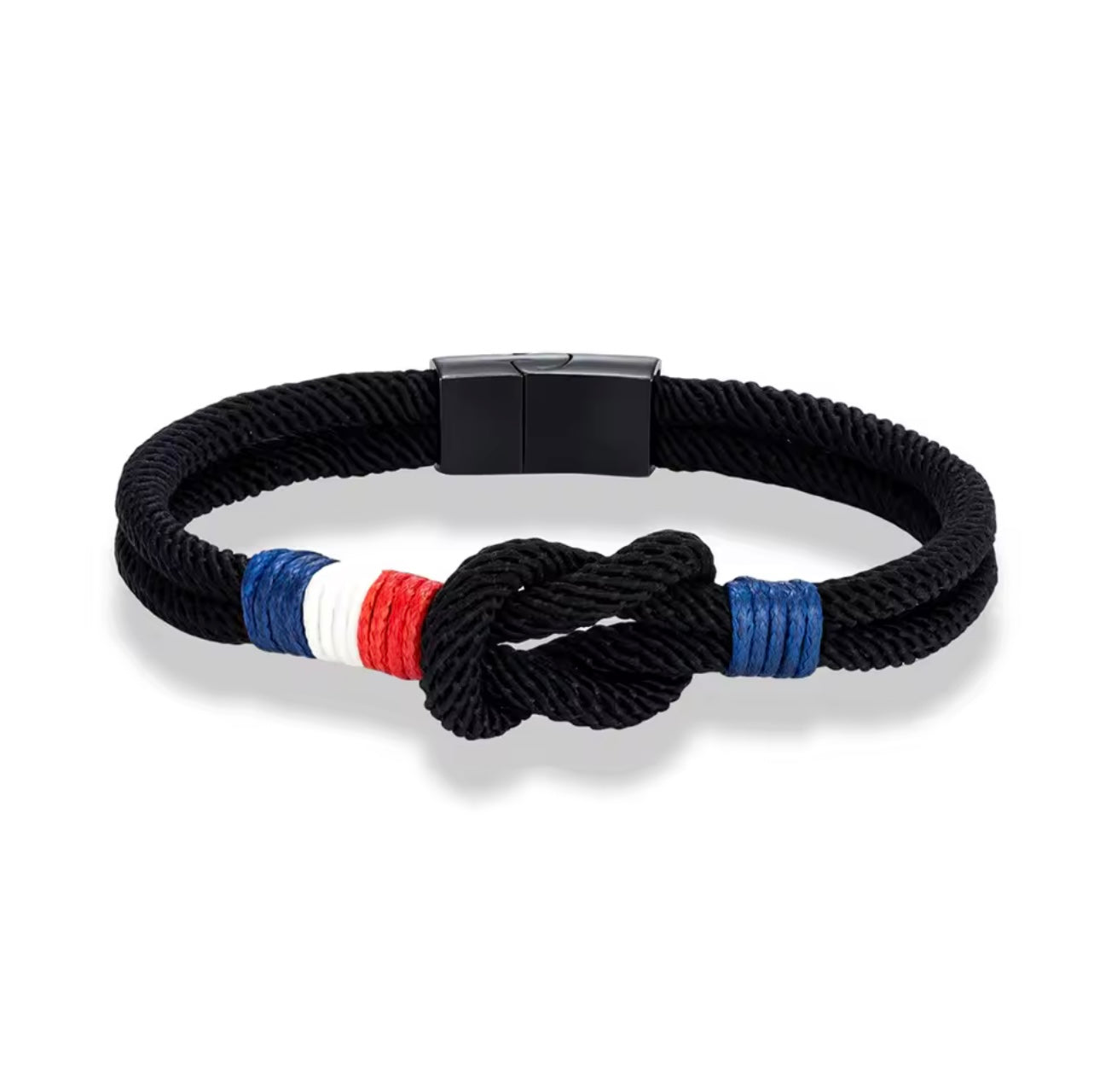 Bracelet Corde Drapeau Français Noir