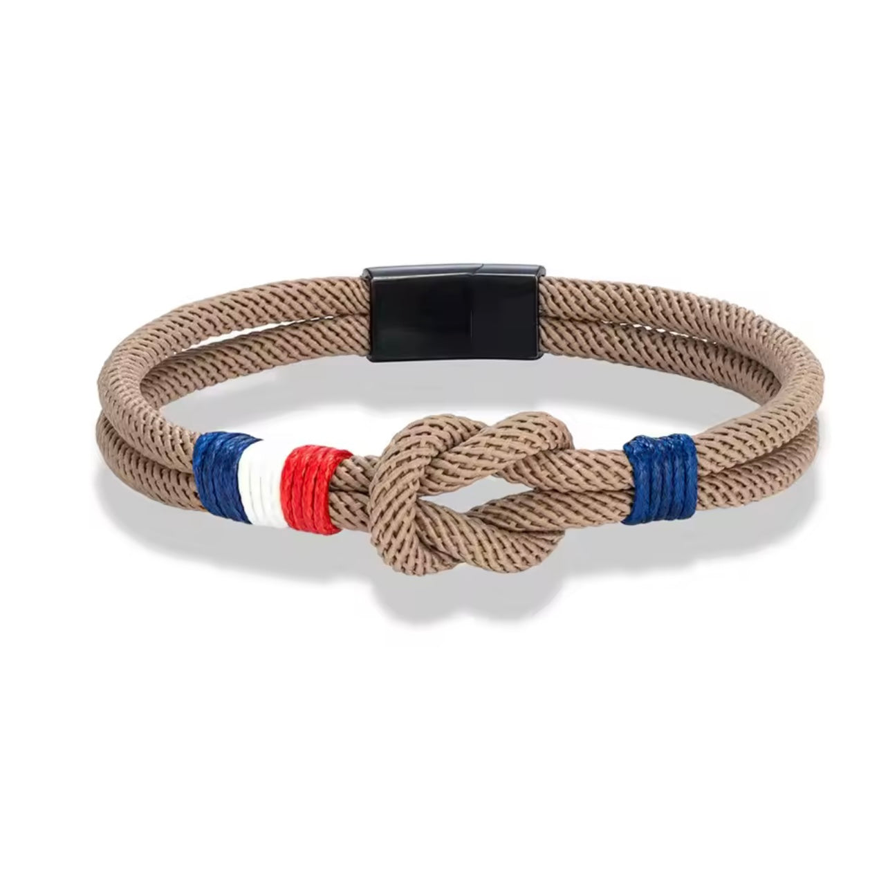 Bracelet Corde Drapeau Français Beige