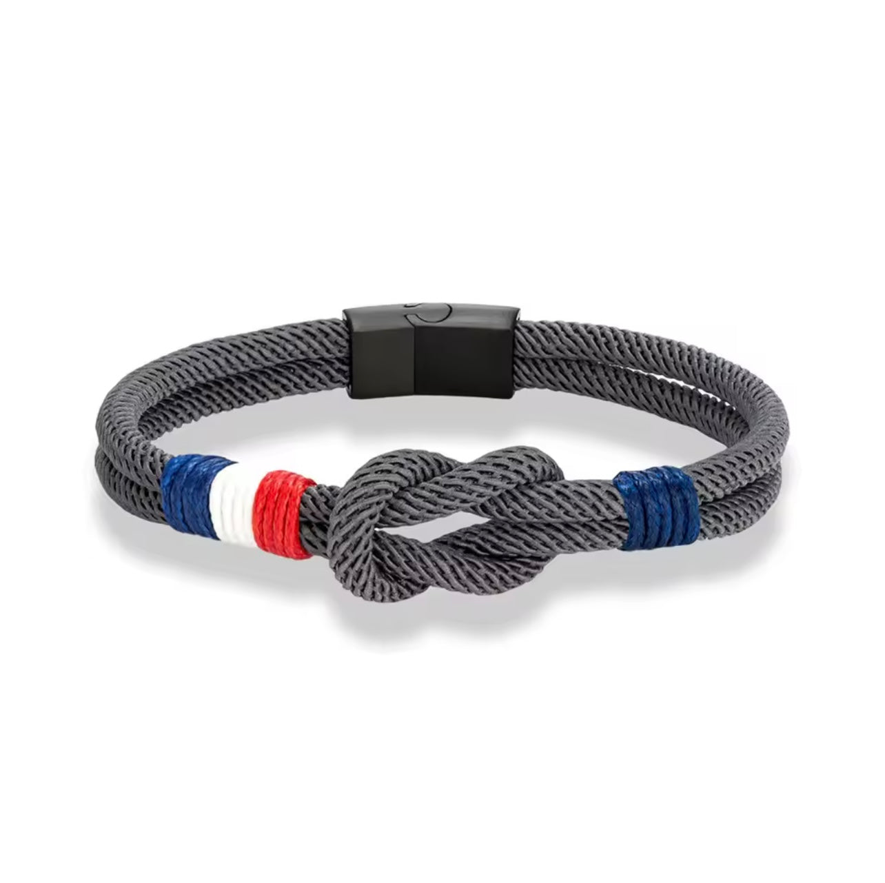 Bracelet Corde Drapeau Français Gris