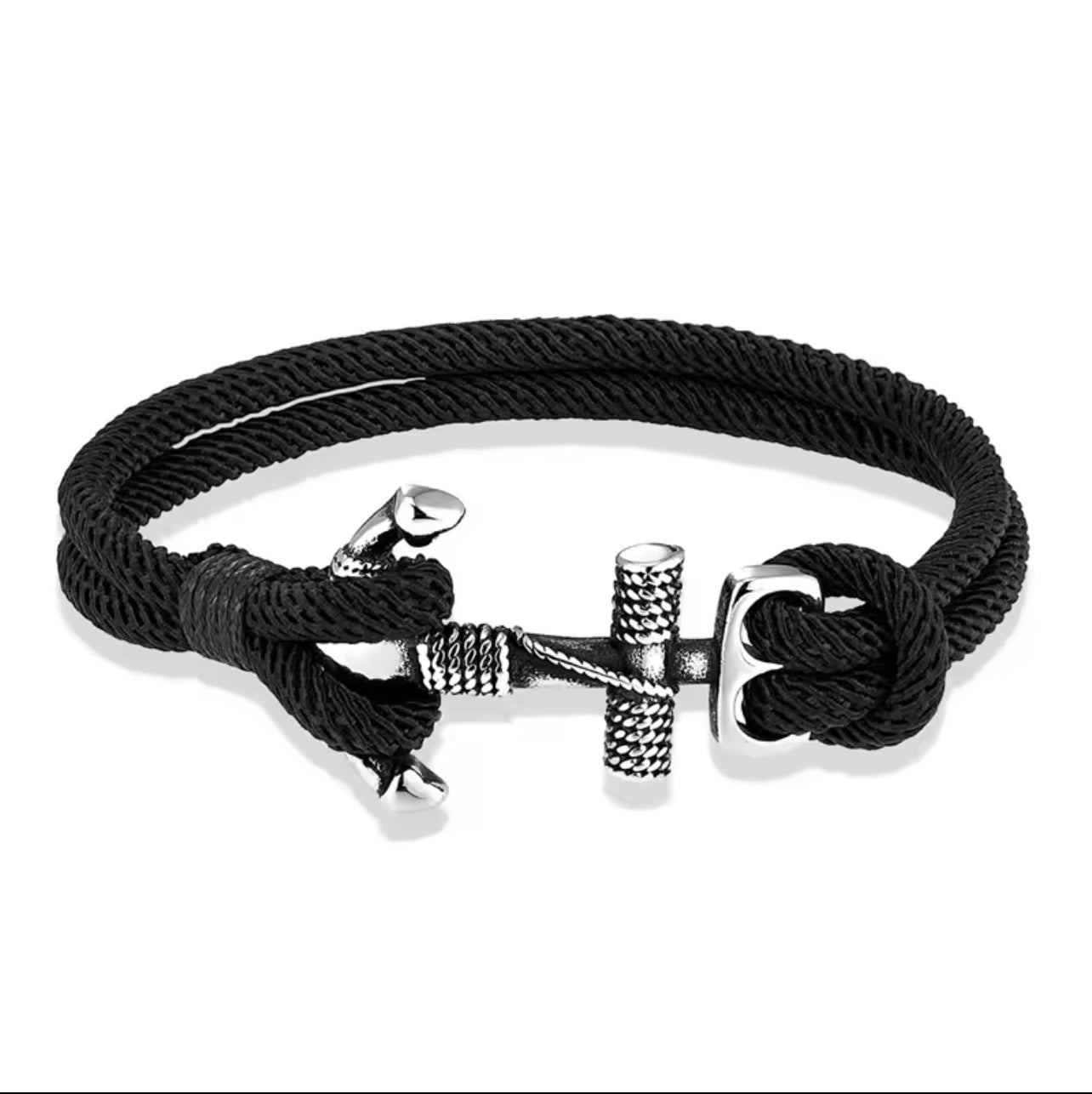 Bracelet Corde à Ancre Noir