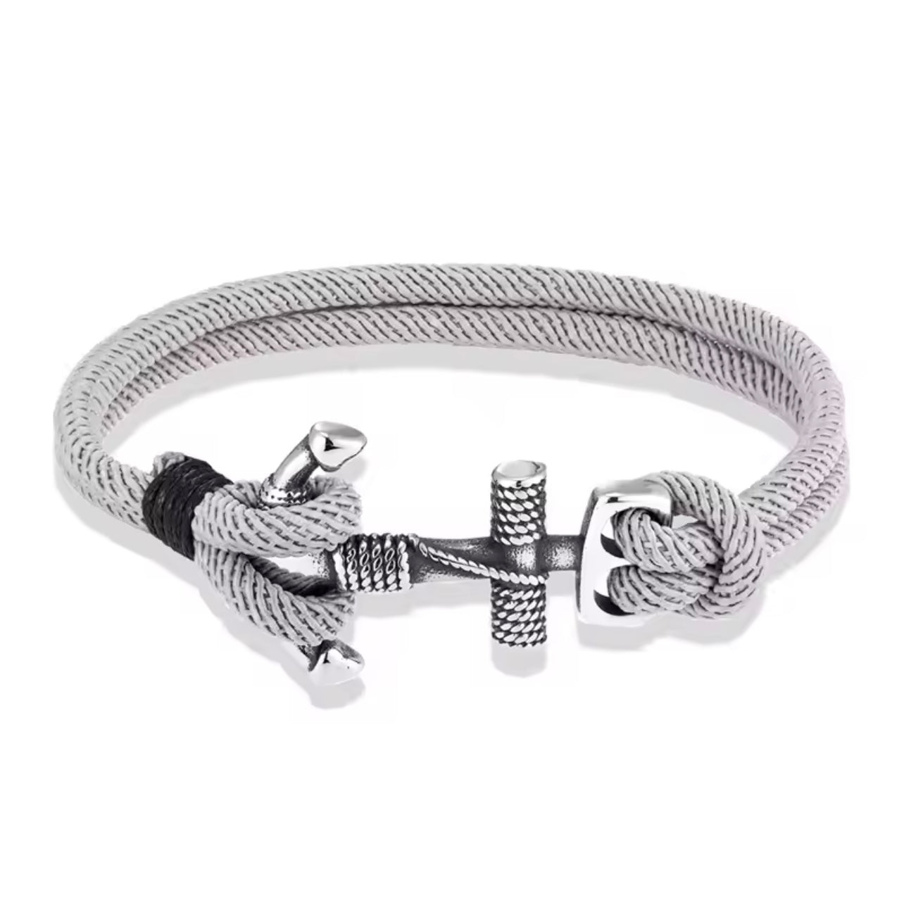 Bracelet Corde à Ancre Argenté