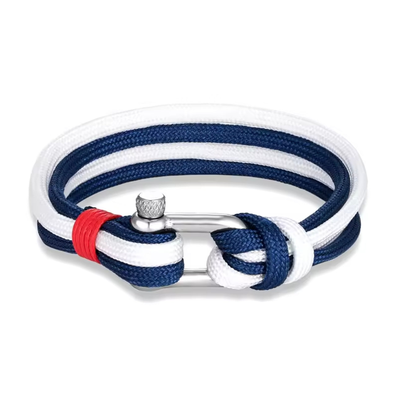 Bracelet Corde Chaîne Bicolore Bleu et Blanc