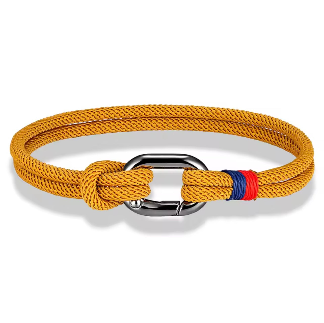 Bracelet Corde Mousqueton Moutarde