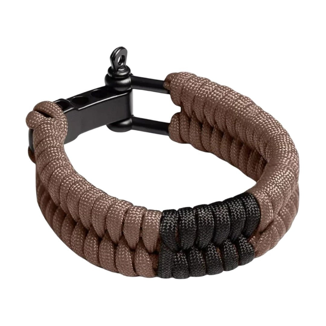 Bracelet paracorde, style survie avec mousqueton noir, bracelet aventure et randonnée, solide, modèle Liroy