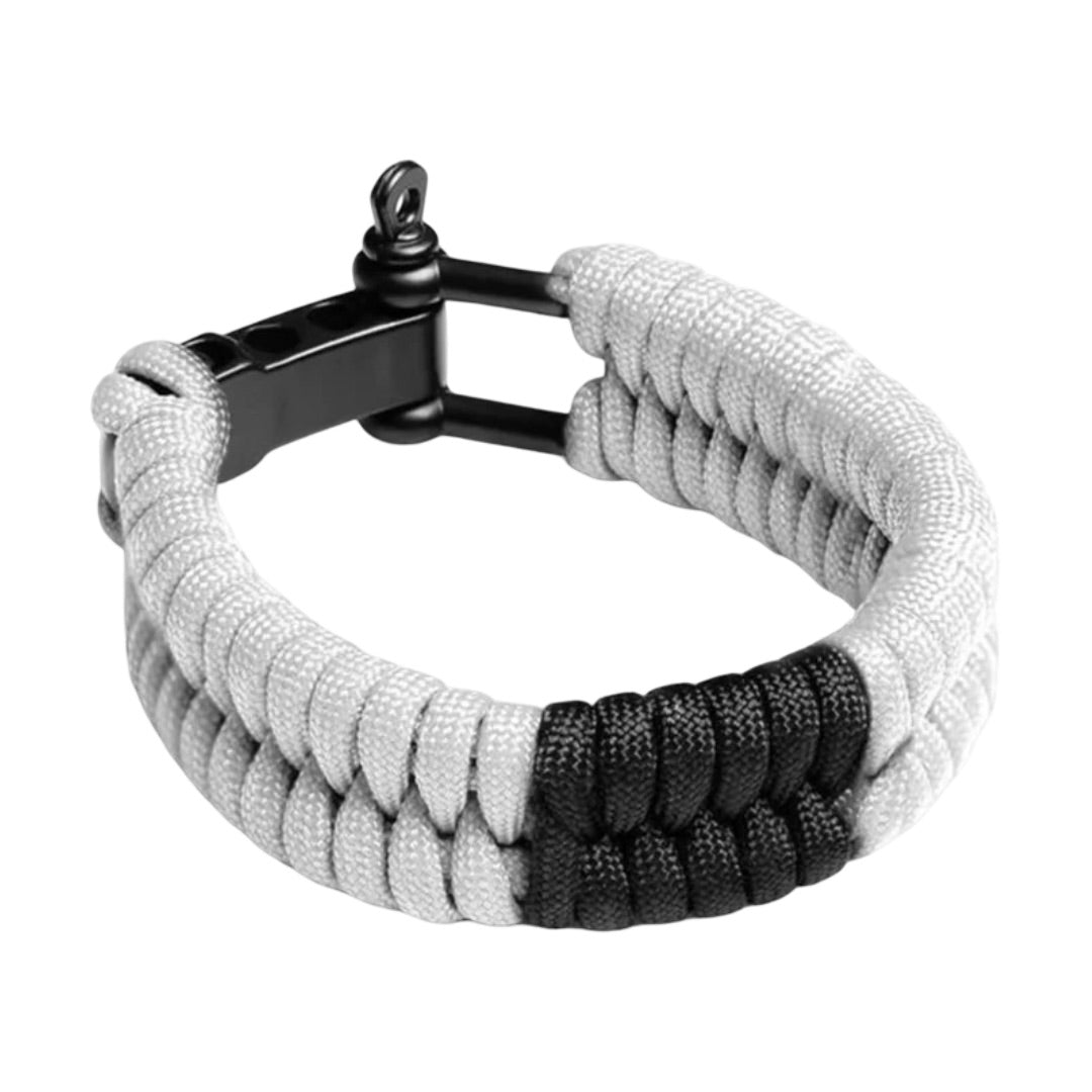 Bracelet paracorde, style survie avec mousqueton noir, bracelet aventure et randonnée, solide, modèle Liroy