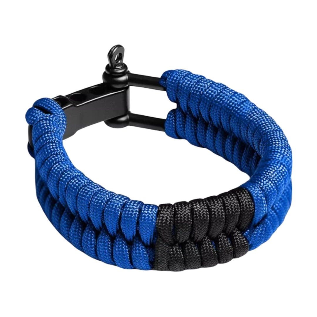Bracelet paracorde, style survie avec mousqueton noir, bracelet aventure et randonnée, solide, modèle Liroy