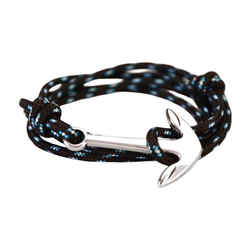 Bracelet personnalisable, cordon nautique, ancre, multiple-tour, nylon et titane, modèle Arker